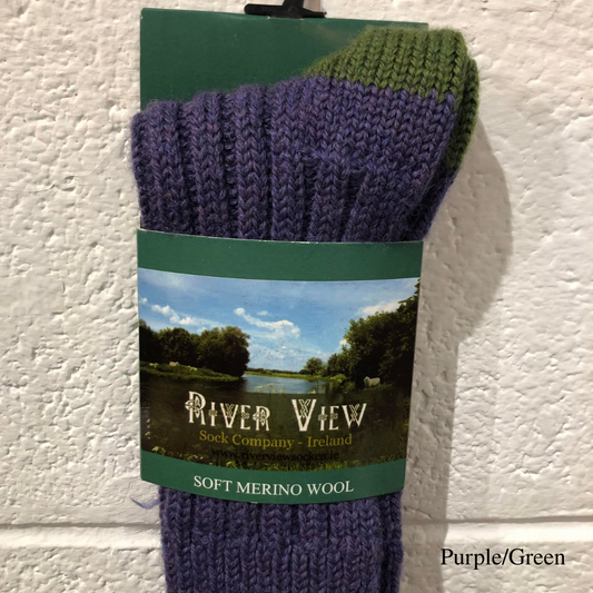 Riverview Merino Socks - Purple/Green