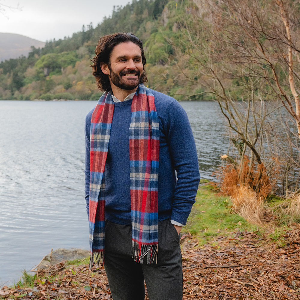 Hanly Merino Wool Scarf Blue Block