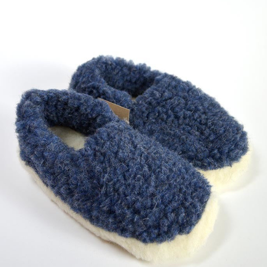 Merino Wool Slippers – Blue