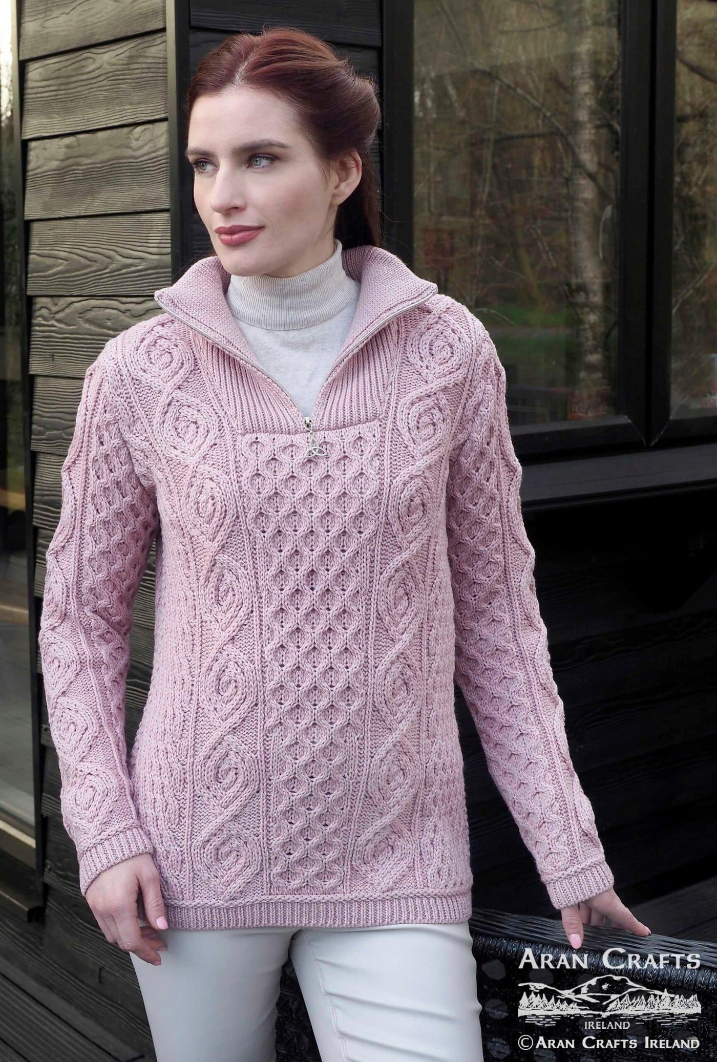 Aran Super Soft Merino Half Zip Wool Sweater