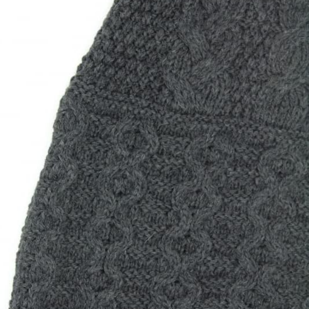 Celtic Cable Aran Hoodie Charcoal Celtic Cable Stitch - The Donegal Shop