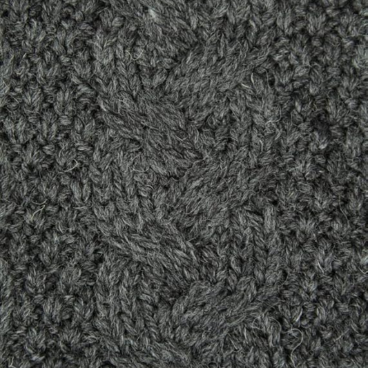 Close Up Celtic Cable Aran Hoodie Charcoal Stitch - The Donegal Shop