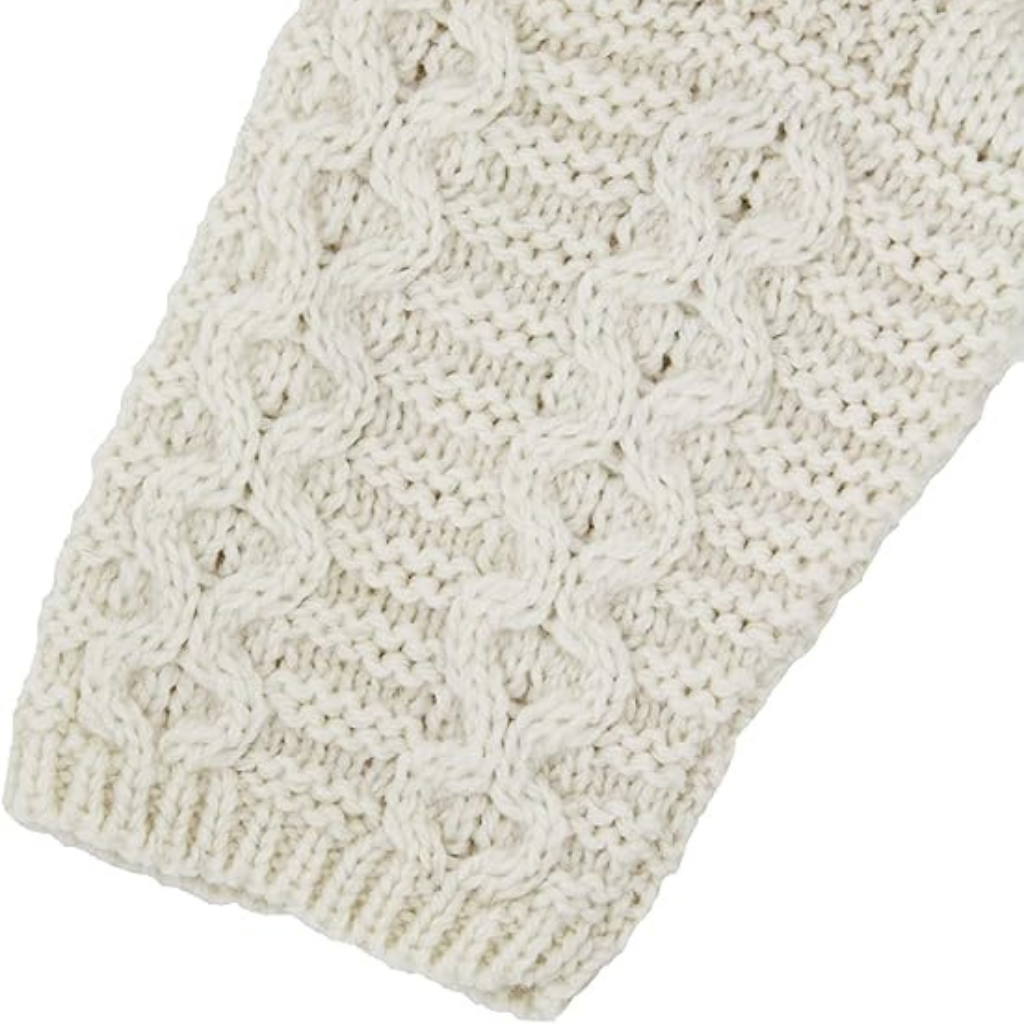 Celtic Cable Aran Hoodie Natural Sleeve Detail - The Donegal Shop