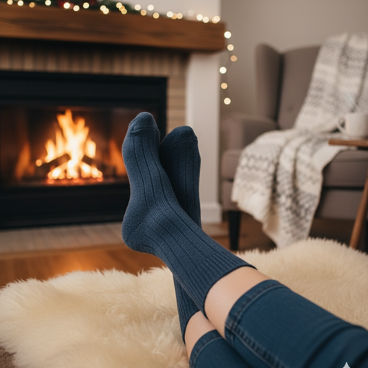 Denim Merino Wool Socks – sustainably crafted in the West of Ireland.Denim Merino Wool Socks – sustainably crafted in the West of Ireland.