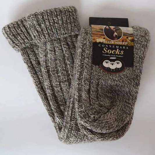 Long Jacob’s Sheep Wool Socks – Black Sheep folded with label