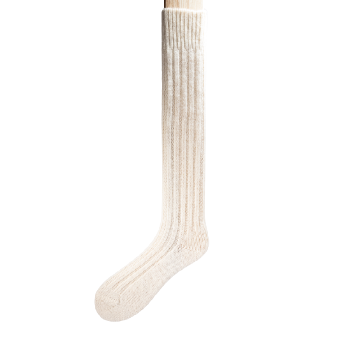 Long Jacob’s Sheep Wool Socks – Cream front view