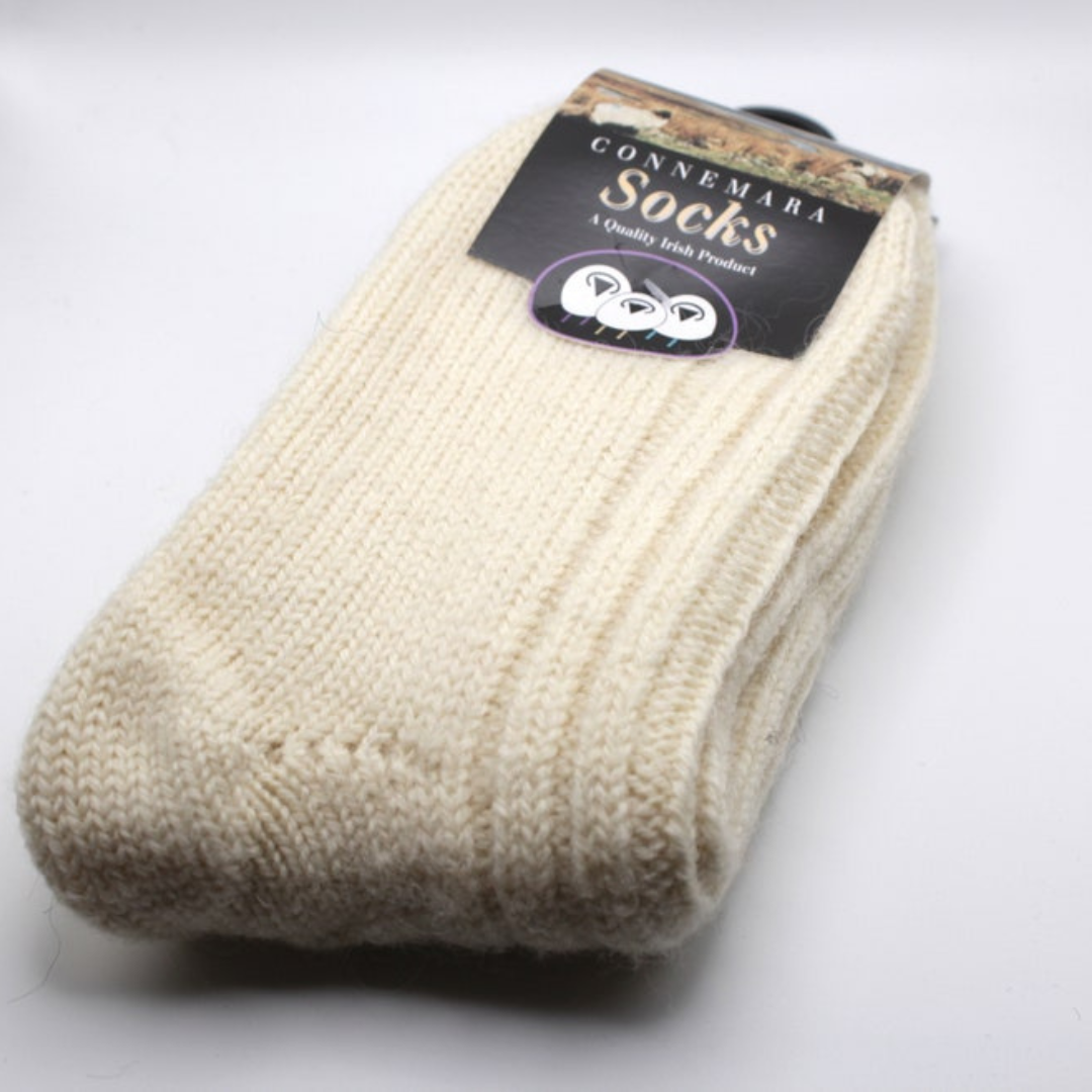 Jacob's Sheep Wool Socks – Cream in packaging, authentic Irish wool socks