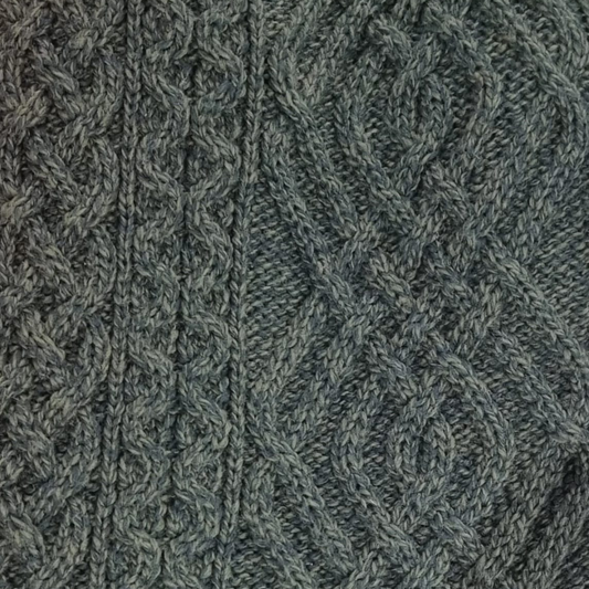 Merino Wool Biker Style Jacket in Army Green – Aran Knit with Crossover Zip.