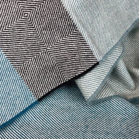 Close-up of Vienna merino lambswool throw detailing pattern and texture