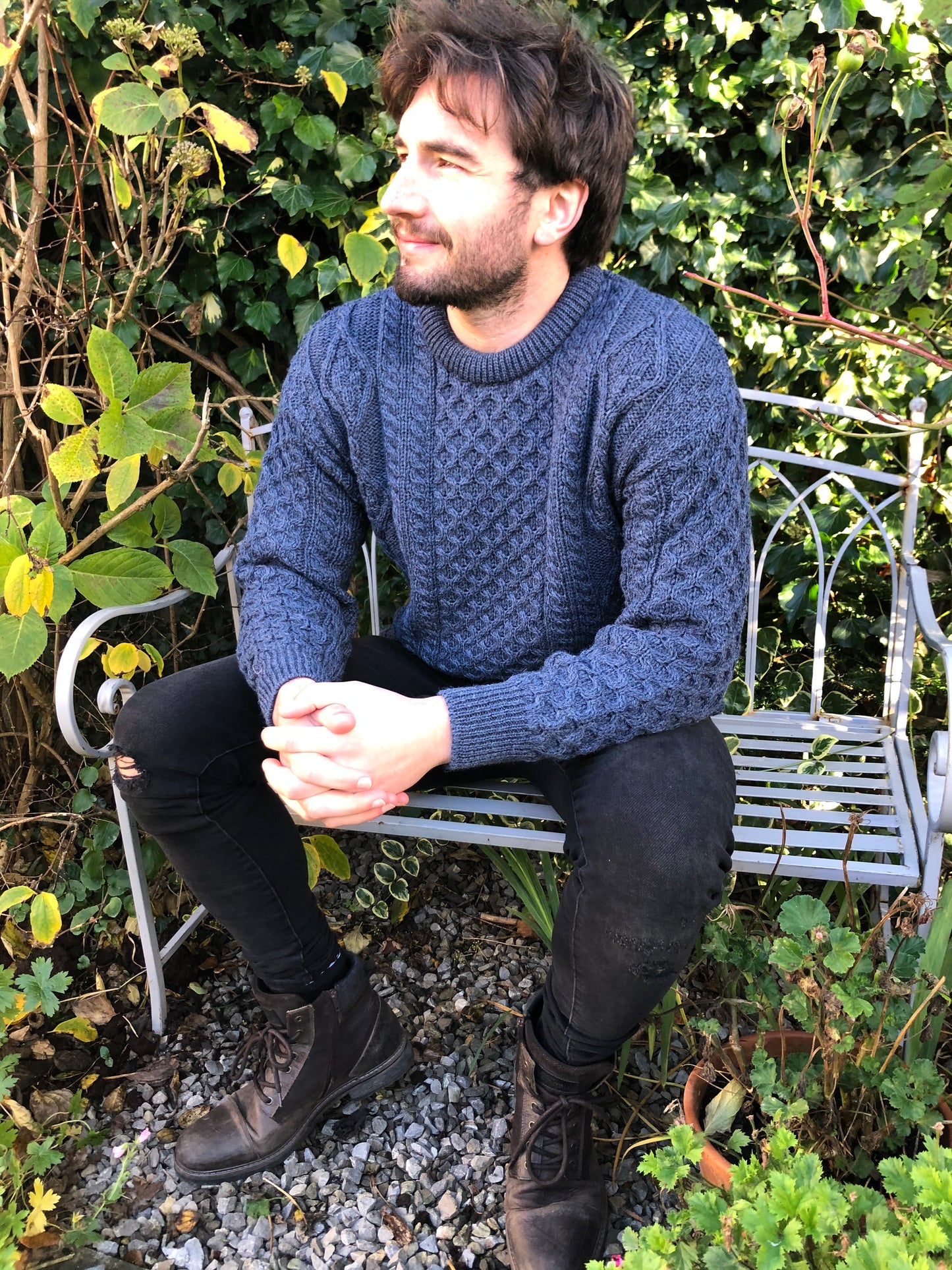 Navy Mens Aran Sweater