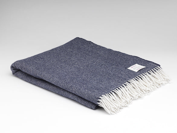 McNutt Supersoft Throw Navy Herring Bone