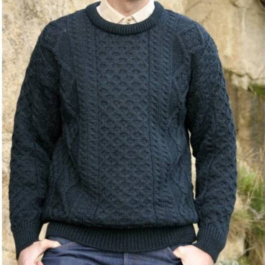 Light Aran Crew Neck Sweater – Blackwatch