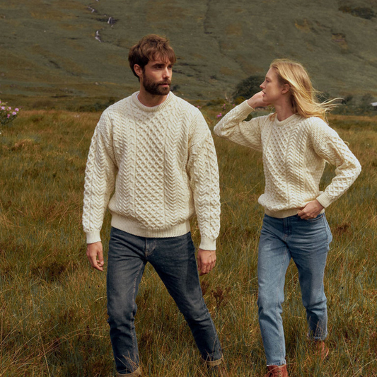 Inisheer Traditional Merino Aran Sweater - Natural