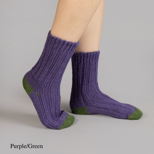 Riverview Merino Socks - Purple/Green