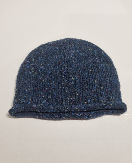Donegal Merino Wool Beanie Dark Blue