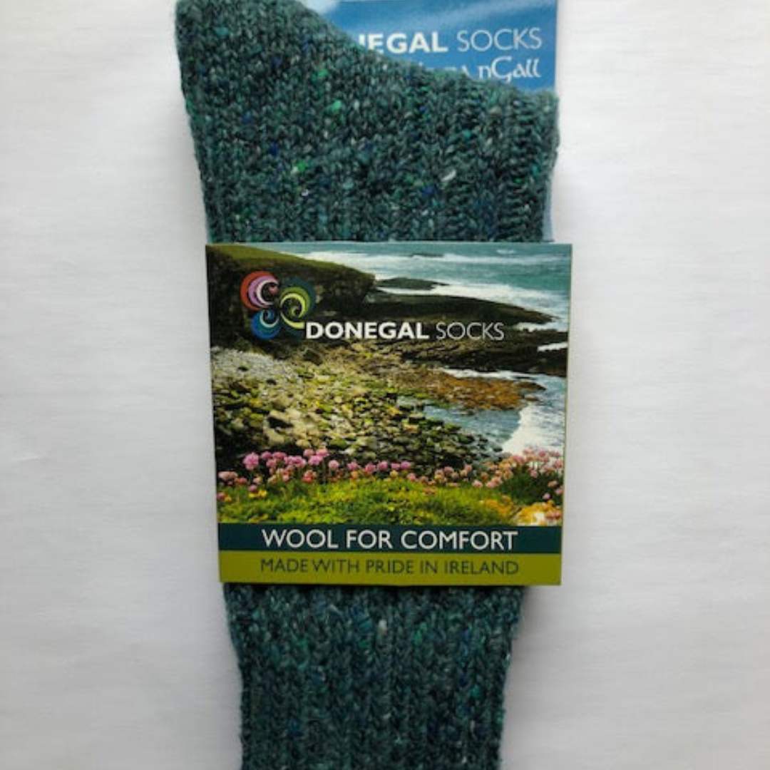 Donegal Socks – Turquoise Fleck Wool Socks
