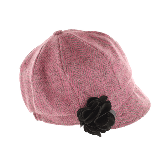 Ladies Tweed Newsboy Hat - Pink