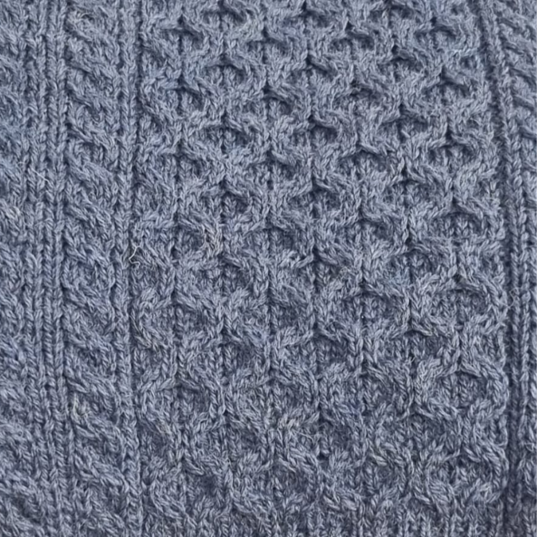 Light Aran Crew Neck Sweater – Denim Blue