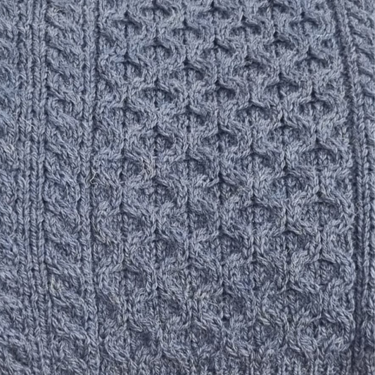 Light Aran Crew Neck Sweater – Denim Blue