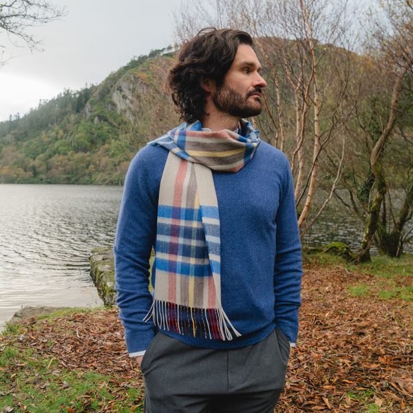 Hanly Merino Wool Scarf Blue Block