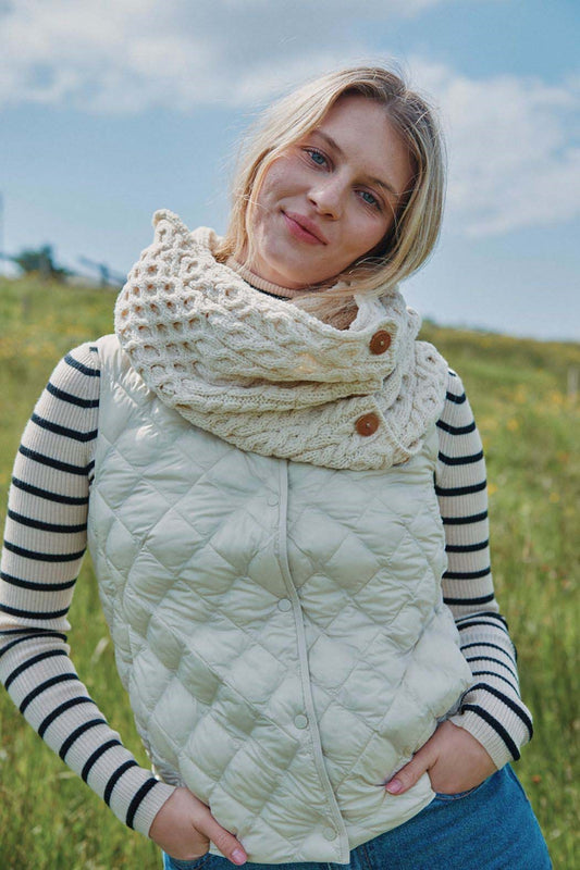 Aran Merino Wool Infinity Scarf Cream