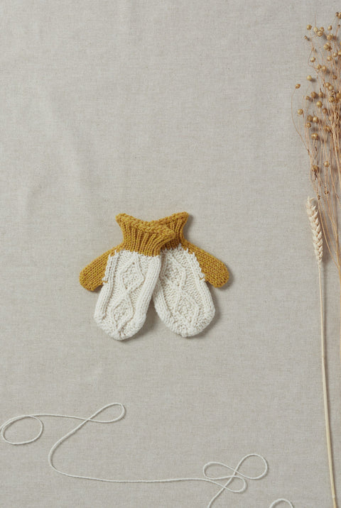 Aran Tricolour Merino Wool Mitts
