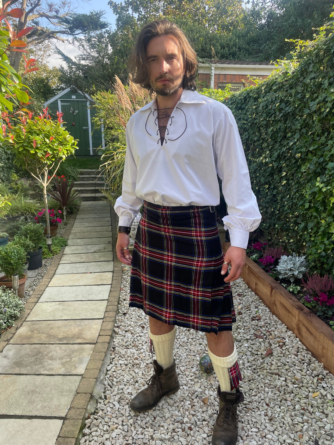 Black Stewart Wool Blend 8 yard kilt