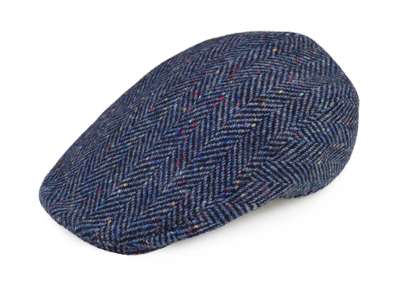 Donegal Tweed Vintage Blue Herringbone Tweed Cap by Hanna Hats