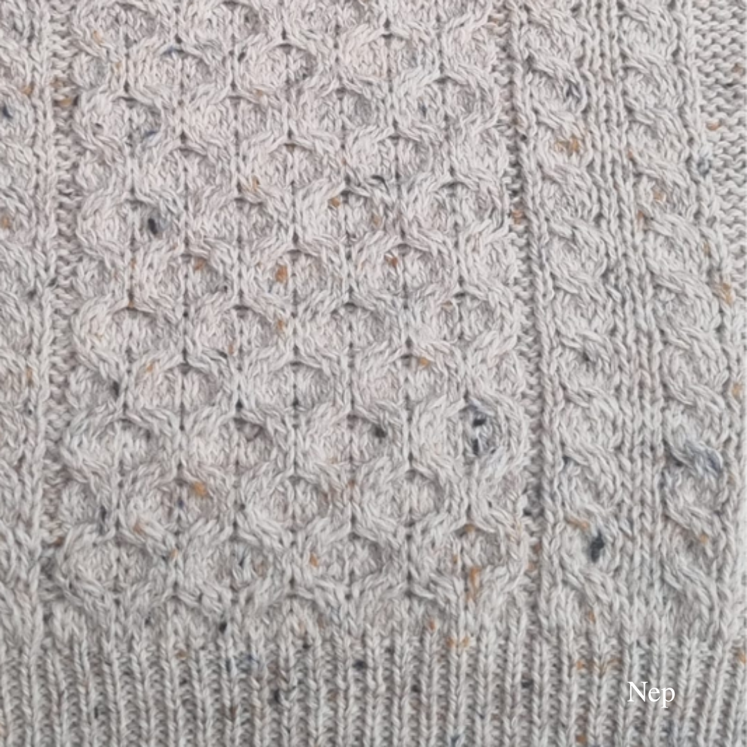 Light Aran Crew Neck Sweater – Oatmeal Nep