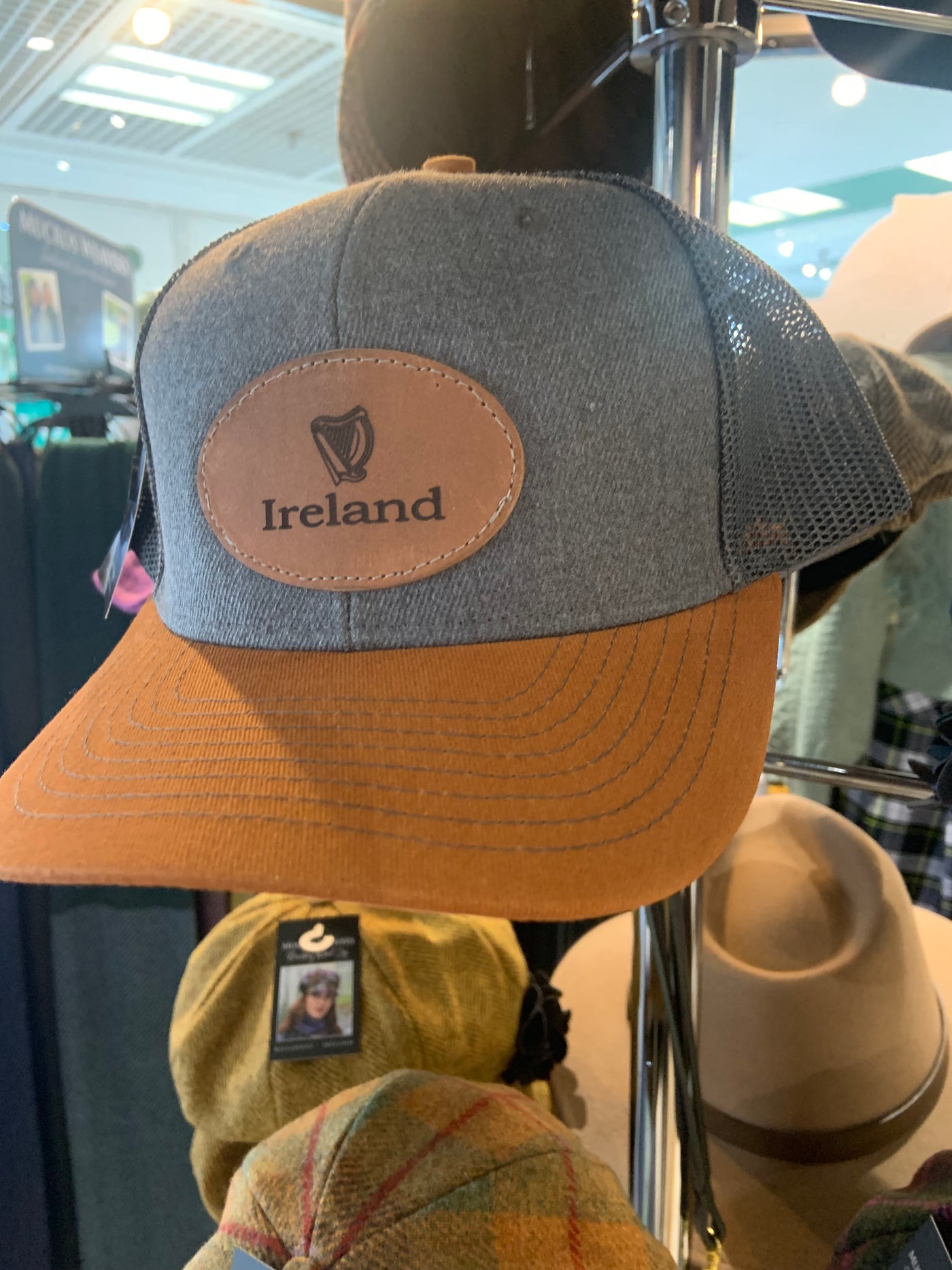 Irish Trucker Cap with Irish Leather