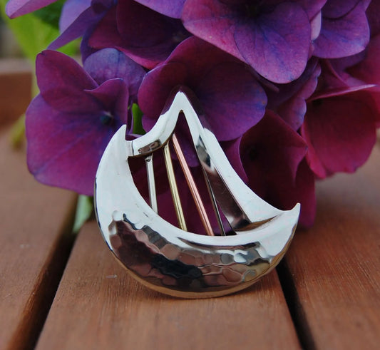 Harp Moon Brooch