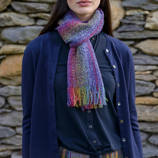 Mucros Wool Cashmere Skellig Scarf-Purple Heather