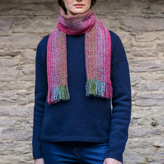 Mucros Wool Cashmere Skellig Scarf - Pink Lilac Green