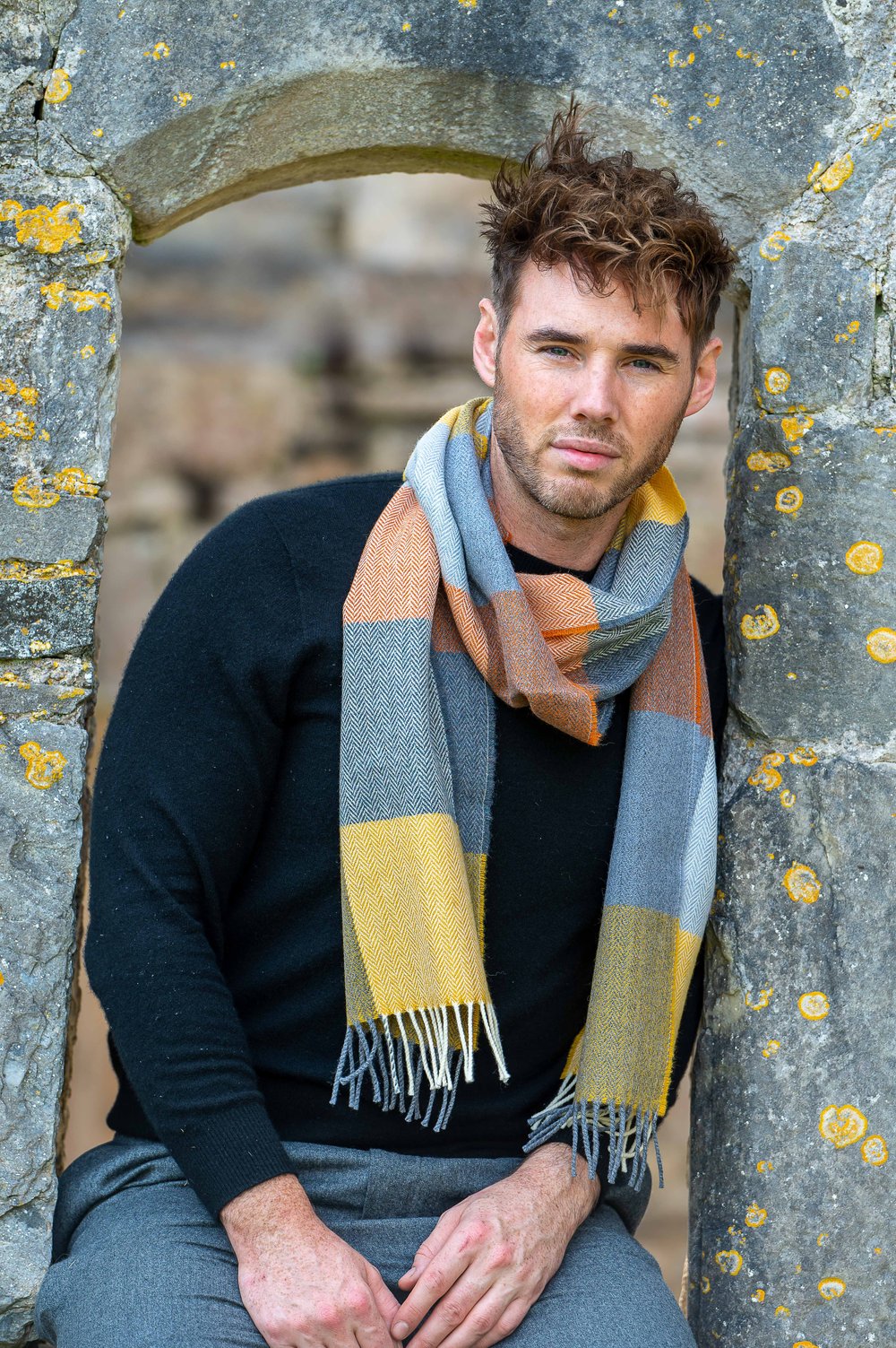 McNutt Lambswool Orange & Smoke Check