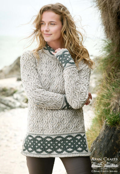 Jacquard Cowl Neck Sweater