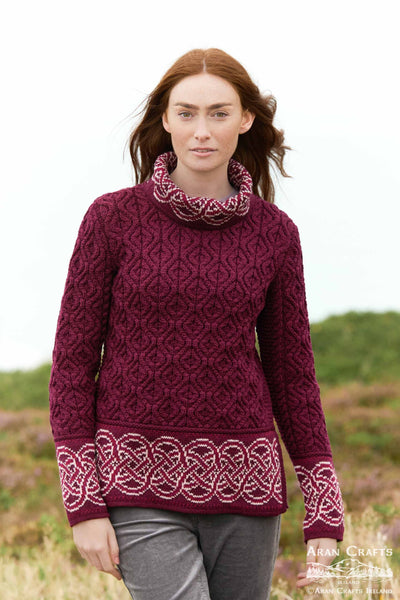 Jacquard Cowl Neck Sweater