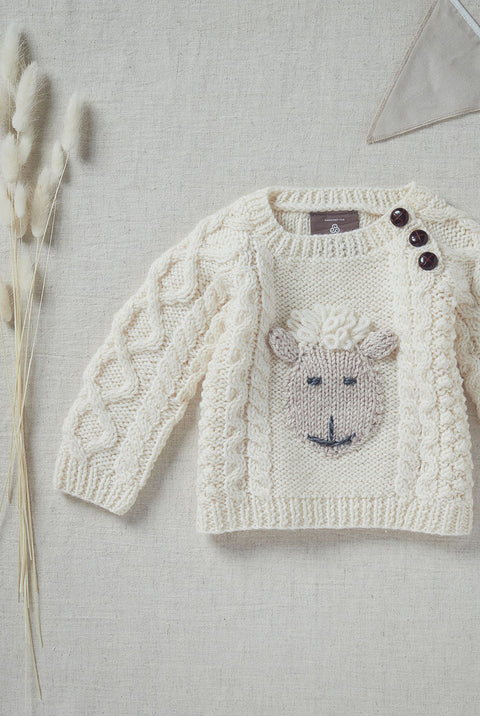 Aran Hand Knit Lamb Face Sweater