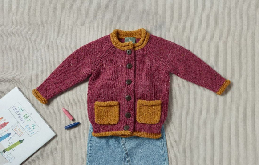 Aran Woollen Mills Childrens Roll Neck Cardigan