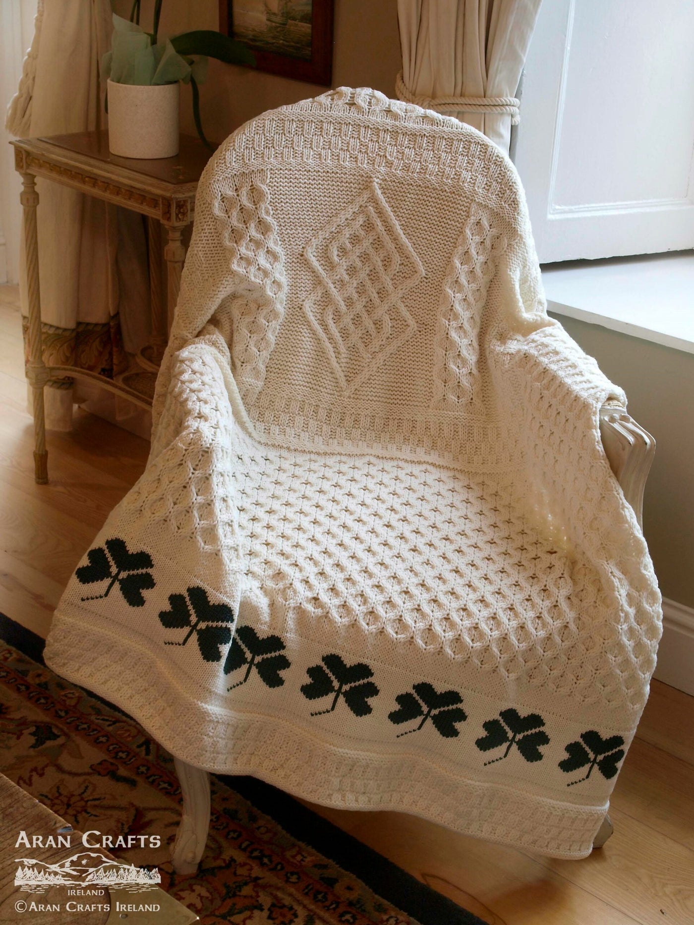Traditional Aran Shamrock Blanket