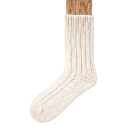 Jacob's Sheep Wool Socks – Cream full product view, Irish-made natural wool socks