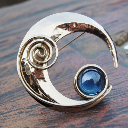 Celtic Crescent Moon Brooch presented in gift box1