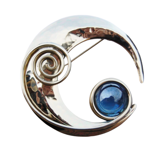 Celtic Crescent Moon Brooch front view