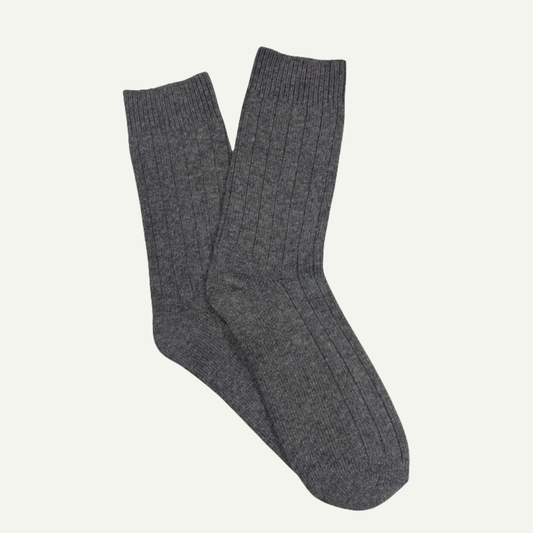 Charcoal Merino Wool Socks flatlay on white background