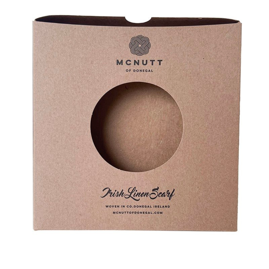 McNutt fuschia herringbone Irish linen scarf packaging box