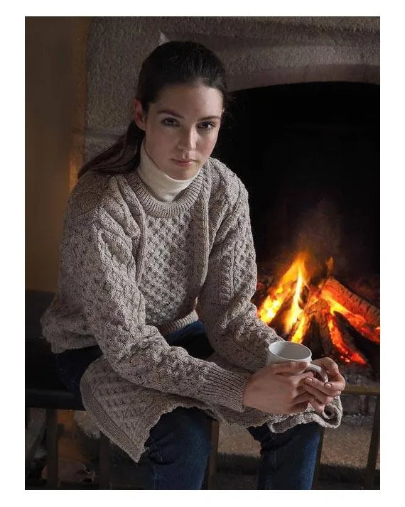Light Aran Crew Neck Sweater – Oatmeal