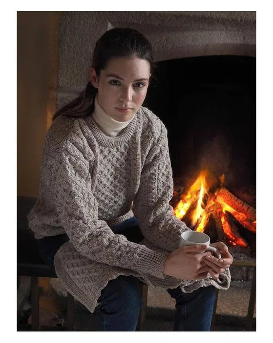 Light Aran Crew Neck Sweater – Oatmeal