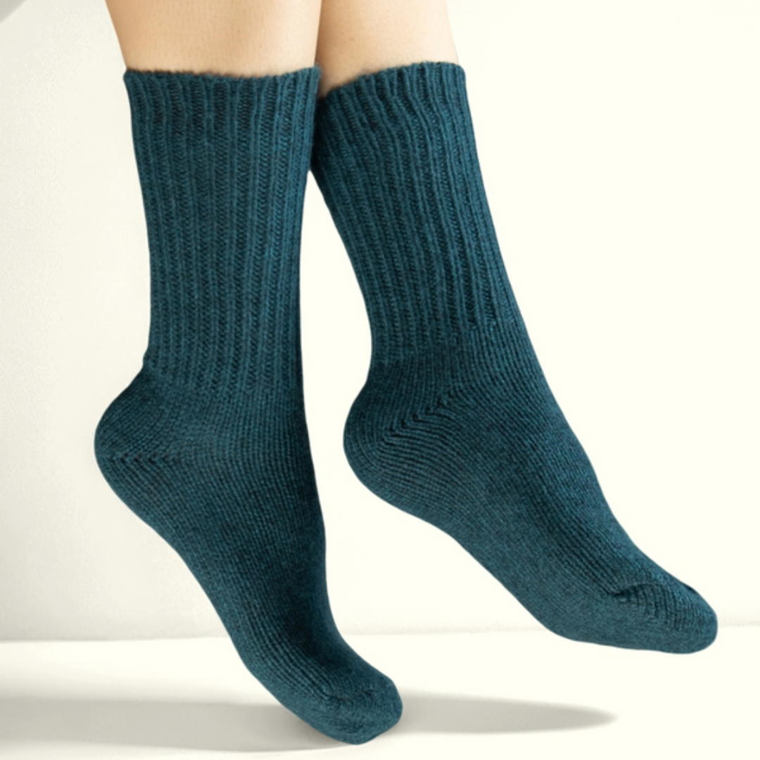 Petrol Merino Wool Socks – premium Irish-made ribbed wool socks for comfort and warmth