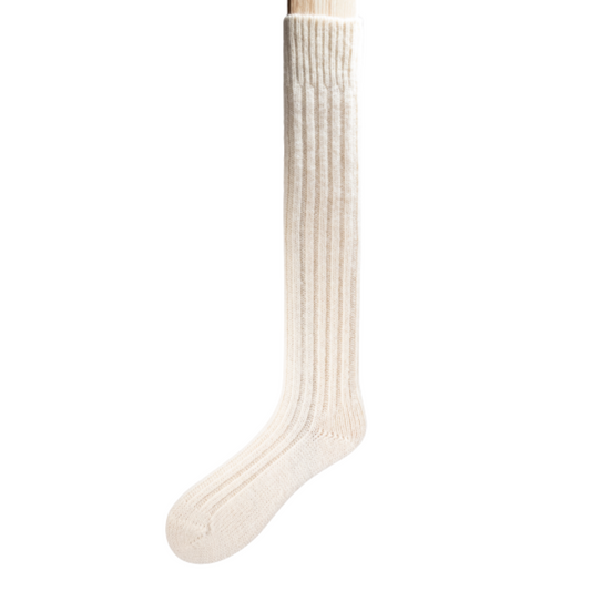 Long Jacob’s Sheep Wool Socks – Cream front view