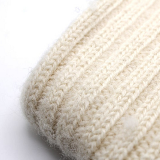 Jacob's Sheep Wool Socks – Cream close-up texture, undyed natural Irish wool socks