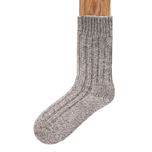 Jacob's Sheep Wool Socks – Mix Brown full product view, Irish-made natural wool socks